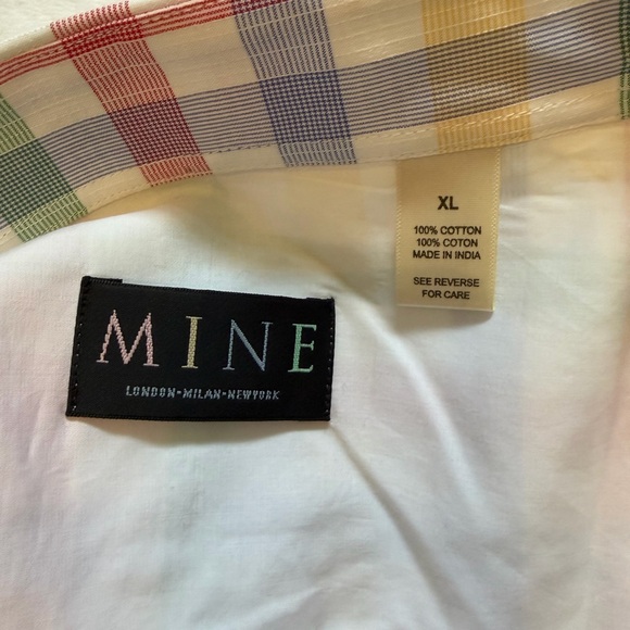MINE Men’s Size XL  Multi-Color Pastel Gingham Plaid Button-Down Shirt - Picture 16 of 16